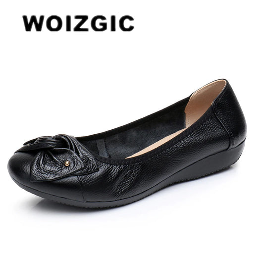 WOIZGIC Women's Leather Loafers - Comfy Slip-On Shoes