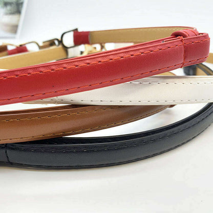 New Fashion Leather Thin Belt for Women with Metal Buckle
