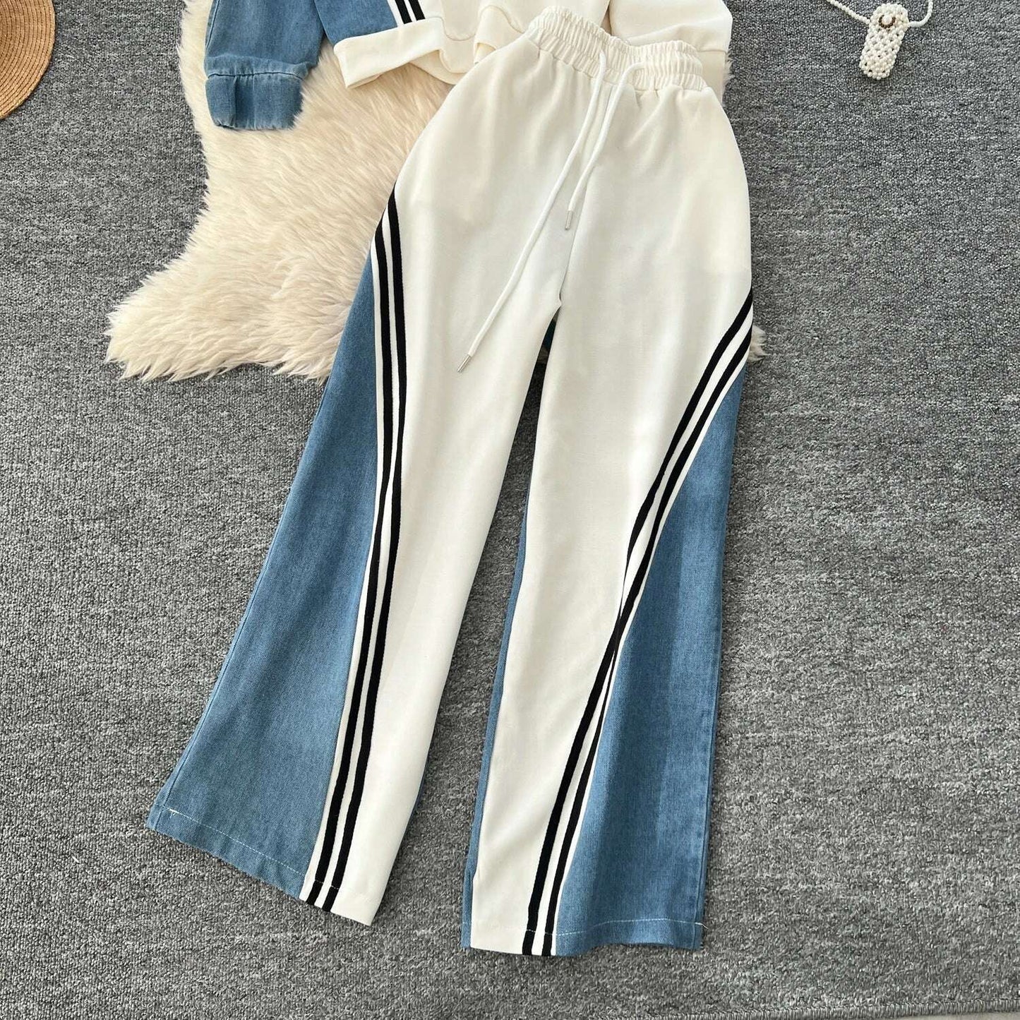 SINGREINY Autumn Casual 2-Piece Set, O-Neck Top & Drawstring Pants - D&M Boutique
