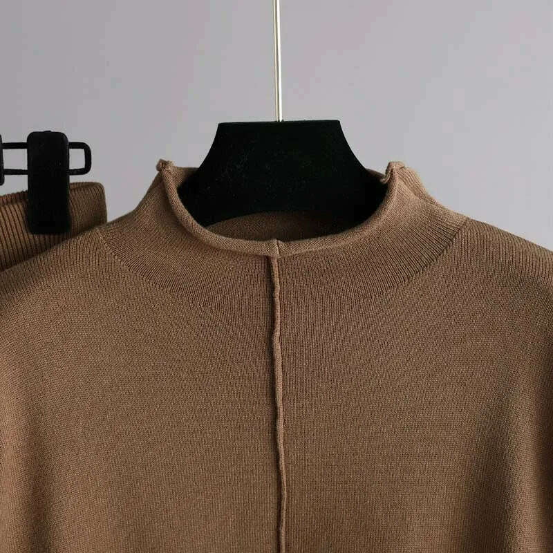 Winter Women's Knit Tracksuit, High Collar Pullover & Pants - D&M Boutique