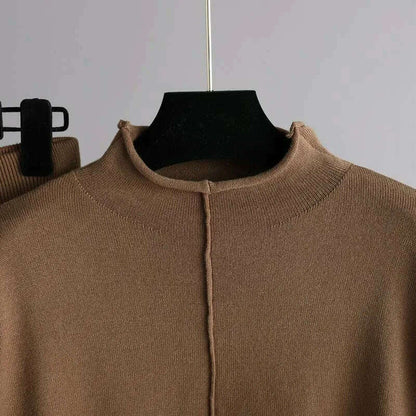 Winter Women's Knit Tracksuit, High Collar Pullover & Pants - D&M Boutique