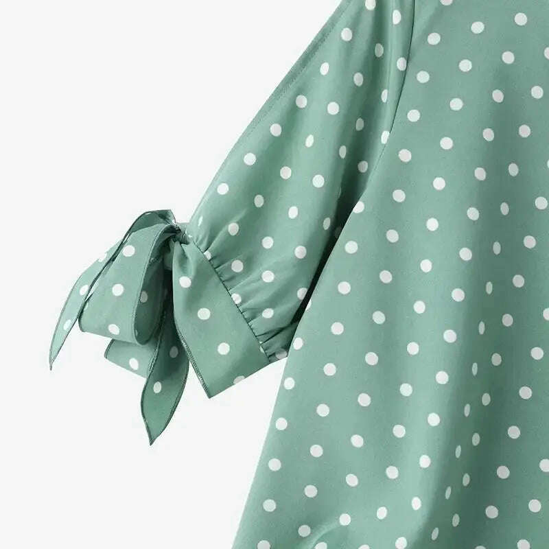 ZANZEA Casual Polka Dots Blouse: Half Sleeve, O-Neck, Oversize Tunic - D&M Boutique 