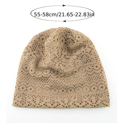 Women's Knitted Lace Lightweight Slouchy Hat Spring Summer Breathable Elegant Design Beanie For Lady Outdoor Casual Outfits