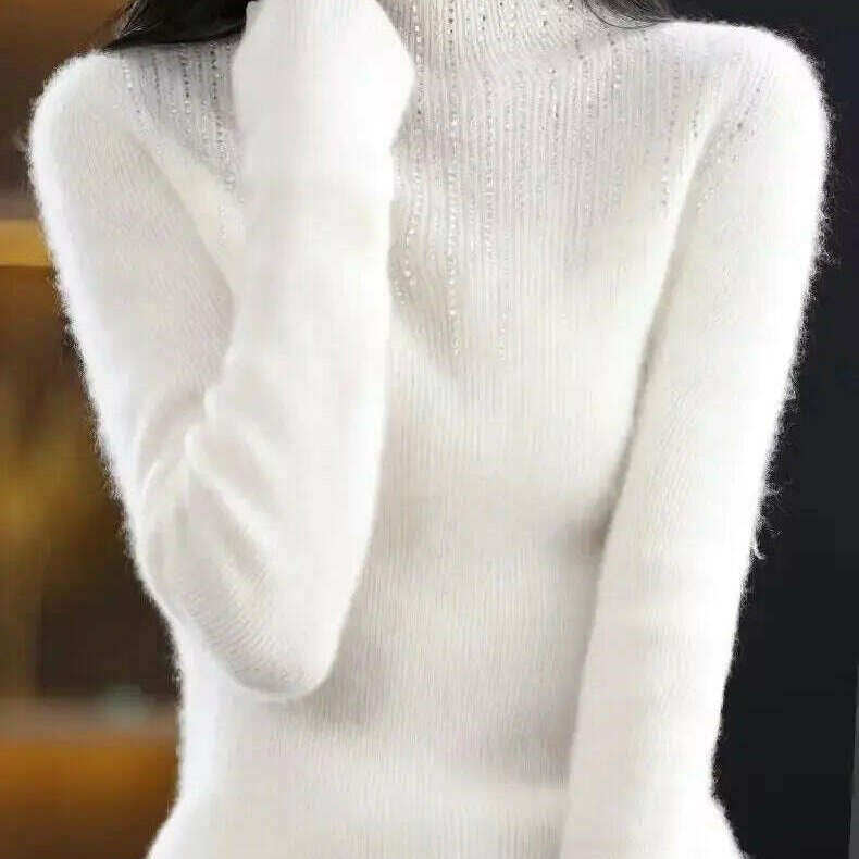 Diamond High Neck Sweater: Women's Autumn/Winter Knit - D&M Boutique 