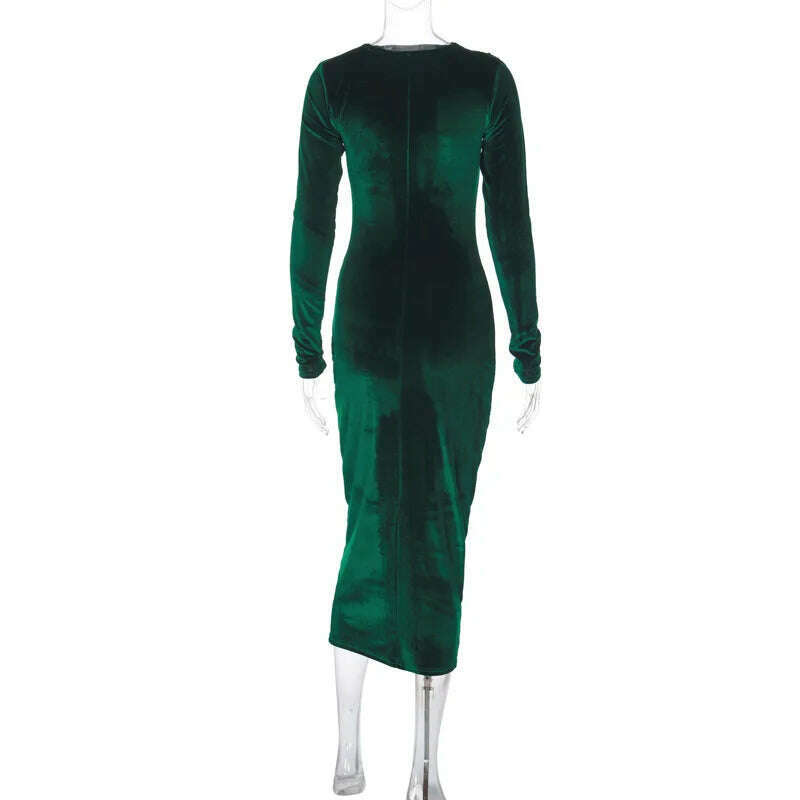 Dulzura 2024 Velvet Long Sleeve Midi Dress for Women