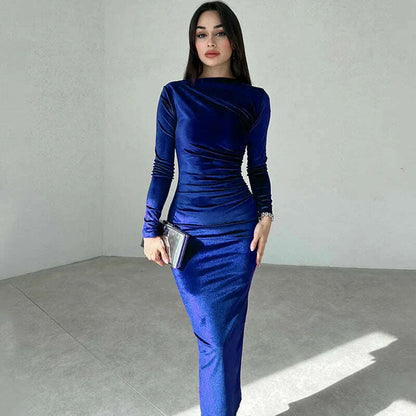 Dulzura 2024 Velvet Long Sleeve Midi Dress for Women