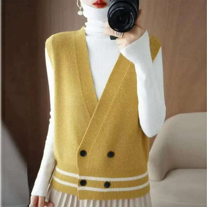 2024 Knitted Cardigan Vest: Loose, Casual Sleeveless Sweater