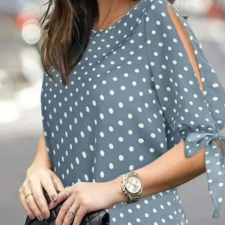 ZANZEA Casual Polka Dots Blouse: Half Sleeve, O-Neck, Oversize Tunic - D&M Boutique 