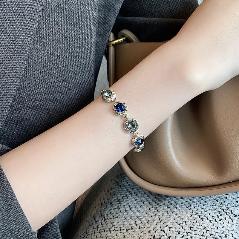 Korean Luxury Zircon Flower Adjustable Bracelet for Women Elegant Love Heart Butterfly Round Shiny Wedding Bracelet Jewelry Gift - D&M Boutique