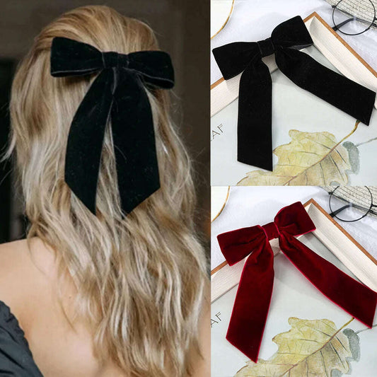Velvet Bow Hair Barrettes for Women