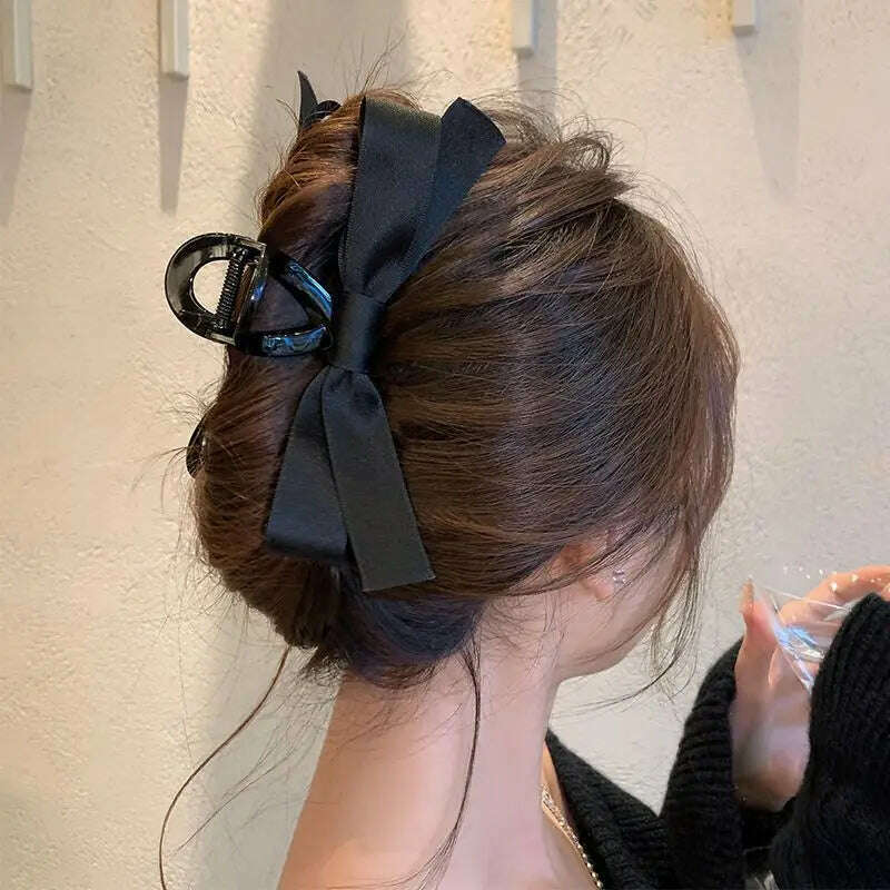 Velvet Black Bow Hair Clips for Women.