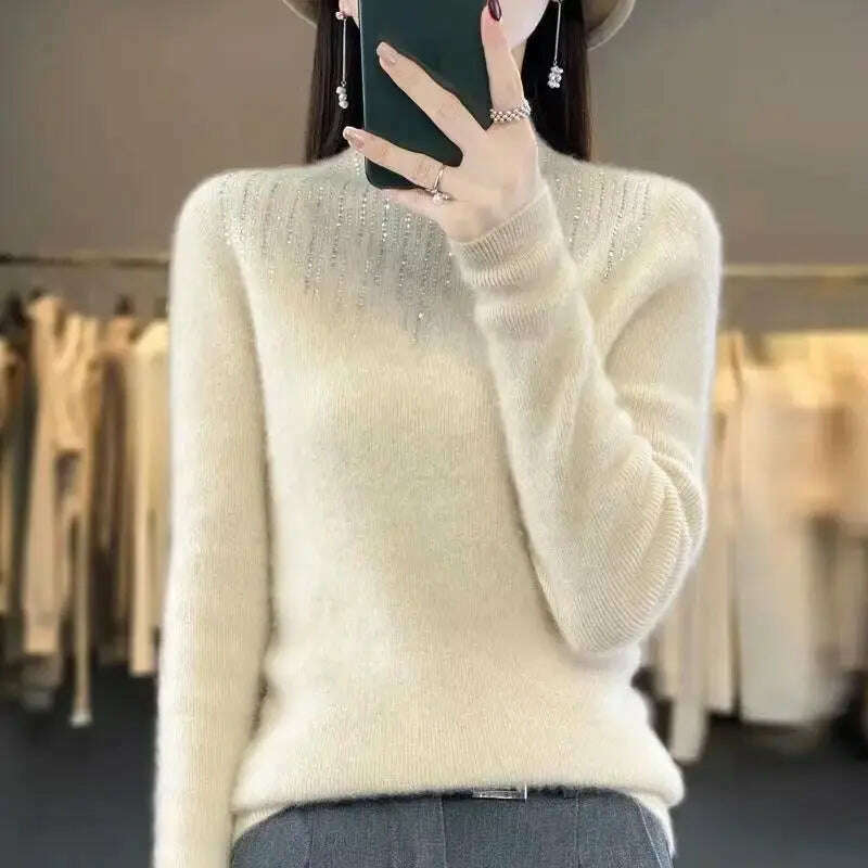 Diamond High Neck Sweater: Women's Autumn/Winter Knit - D&M Boutique 