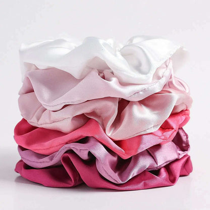 6-Piece Women's Pure Color Satin Large Scrunchie Set