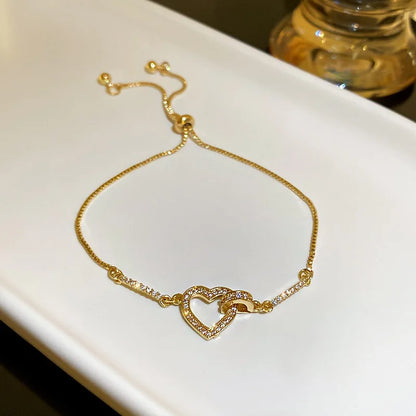 Korean Luxury Zircon Flower Adjustable Bracelet for Women Elegant Love Heart Butterfly Round Shiny Wedding Bracelet Jewelry Gift - D&M Boutique