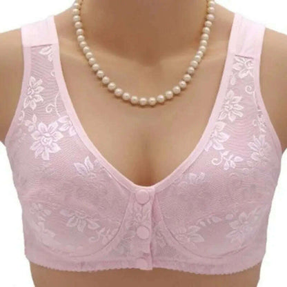 Front Button Wireless Cotton Bra: Anti-Sagging - D&M Boutique 