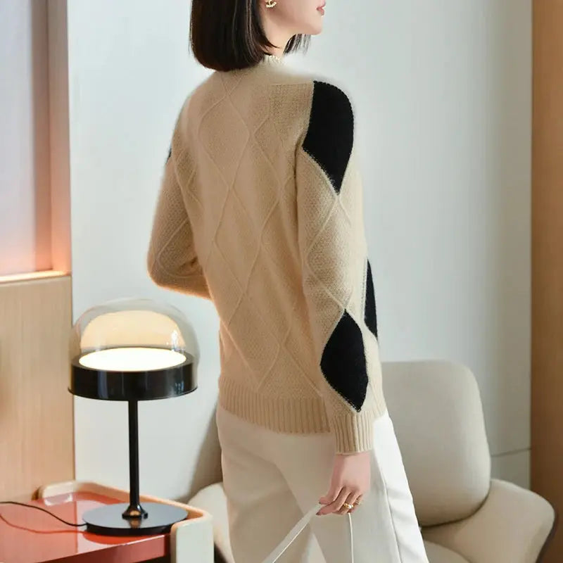 100% Wool O-Neck Sweater: Women’s Autumn/Winter Pullover - D&M Boutique