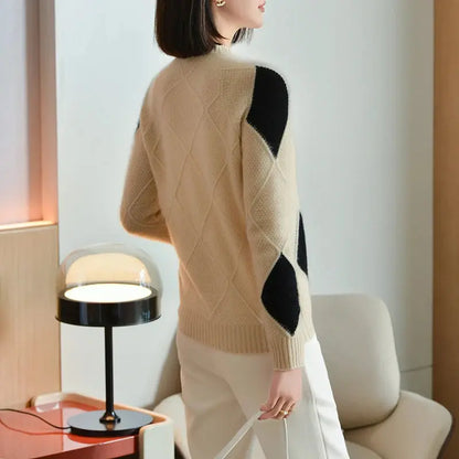 100% Wool O-Neck Sweater: Women’s Autumn/Winter Pullover - D&M Boutique