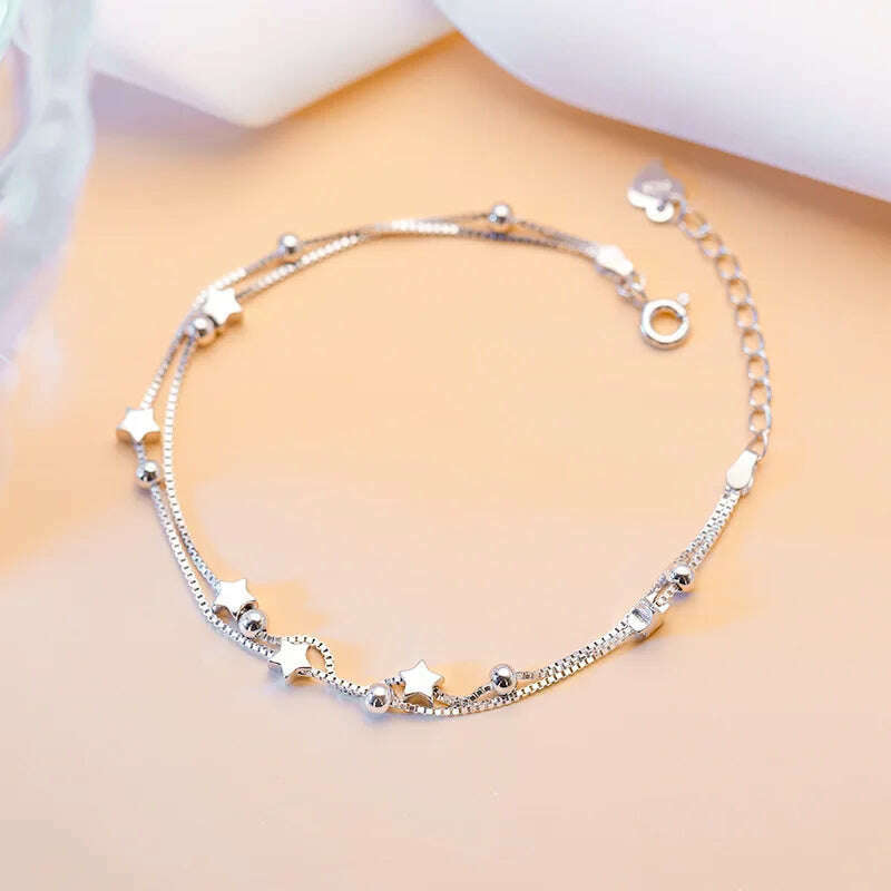 Luxury 925 Sterling Silver Star Beaded Bracelet for Women - D&M Boutique