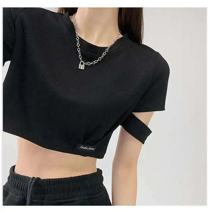 Sweet & Spicy Short Sleeve T-Shirt: Loose, Hollow Out Top - D&M Boutique 