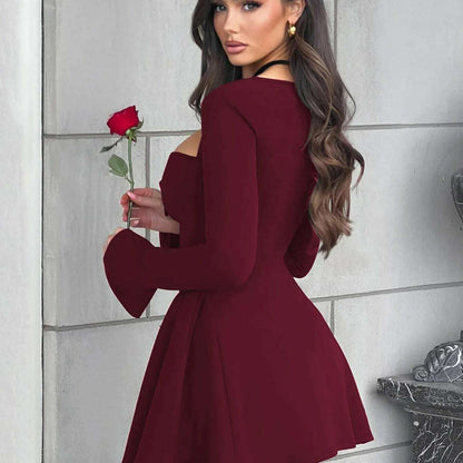 Dulzura Slit Flare Sleeve A-Line Mini Dress