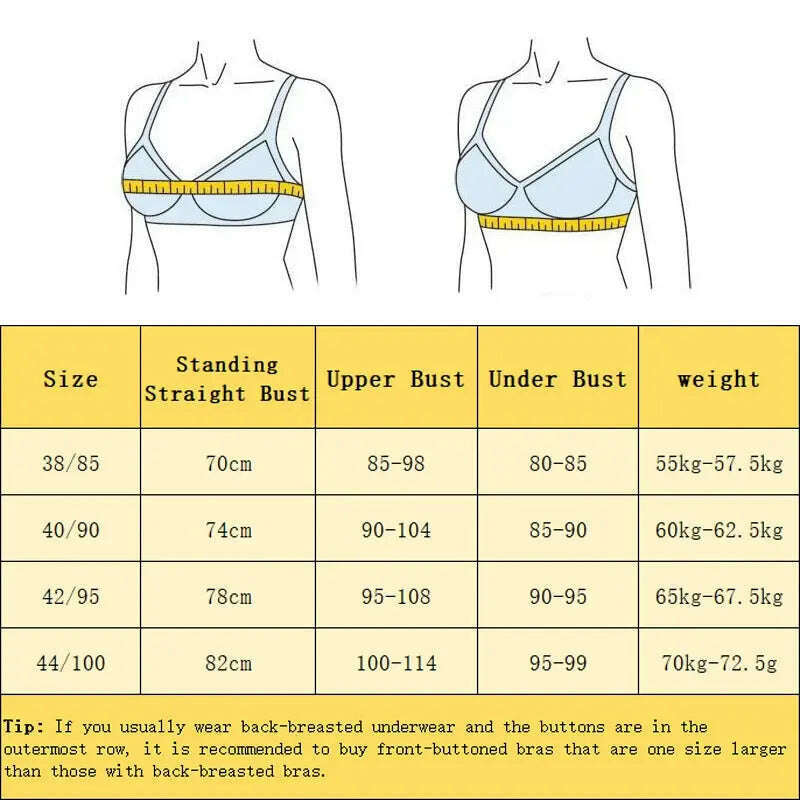 Front Button Wireless Cotton Bra: Anti-Sagging - D&M Boutique 