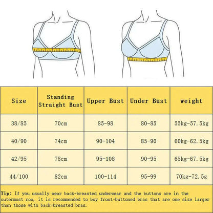 Front Button Wireless Cotton Bra: Anti-Sagging - D&M Boutique 