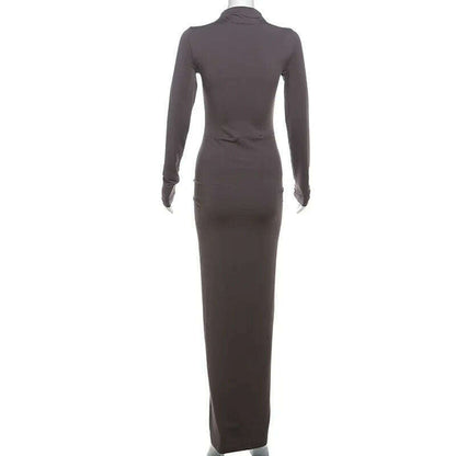 TOSSY Pleated High-Waist Maxi Dress