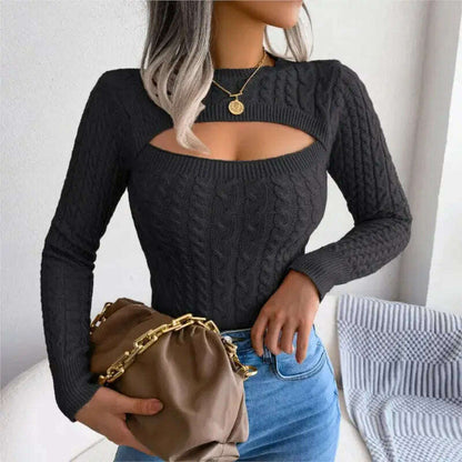 2024 Autumn/Winter Women's Sweater: Hollow Out, Long Sleeve - D&M Boutique 