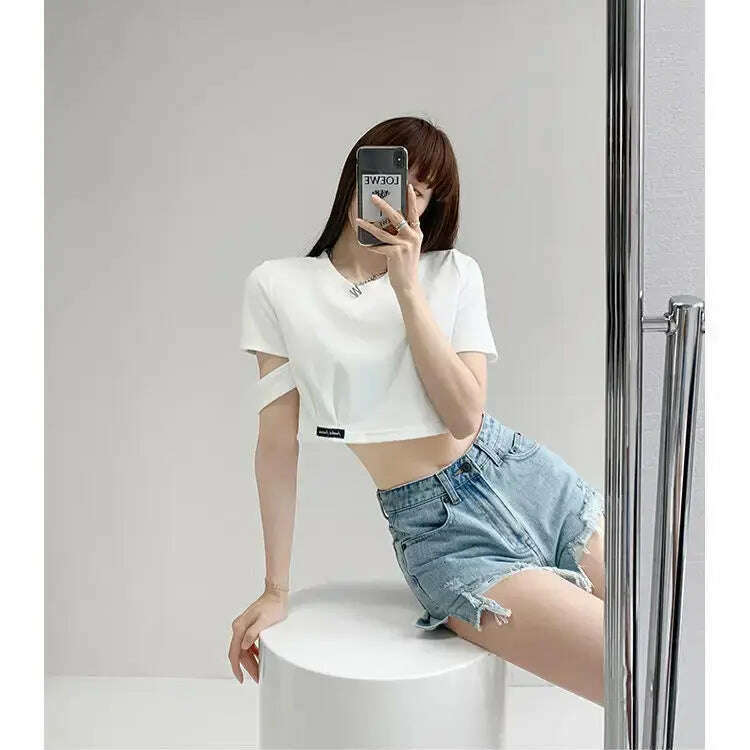 Sweet & Spicy Short Sleeve T-Shirt: Loose, Hollow Out Top - D&M Boutique 