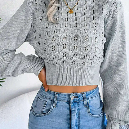 Autumn/Winter Sweater: Knitted, Hollow Crop Top