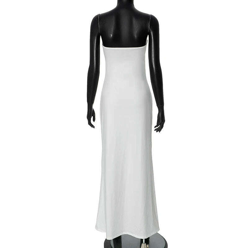 CUTENOVA Strapless Cut-Out Bodycon Maxi Dress