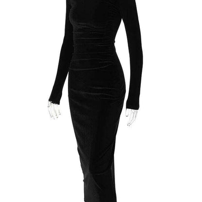 Dulzura 2024 Velvet Long Sleeve Midi Dress for Women