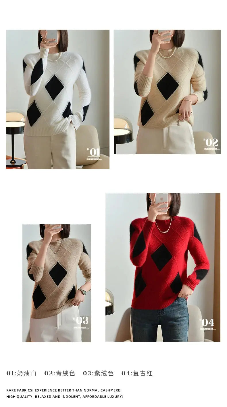 100% Wool O-Neck Sweater: Women’s Autumn/Winter Pullover - D&M Boutique