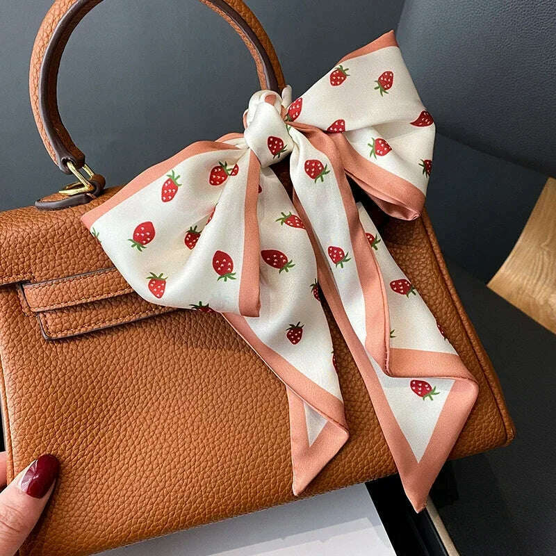 Fashion Print Hair Ribbon Scarf Women Neck Tie Bag Scarfs Satin Silk Skinny Headscarves Ladies Foulard Floral Bands 2024 New - D&M Boutique