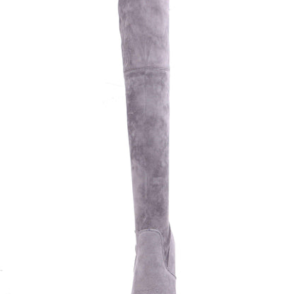 LINLING Faux Suede Over-the-Knee Lace-Up Boots