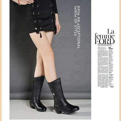 SBIP Mid-Calf Leather Boots