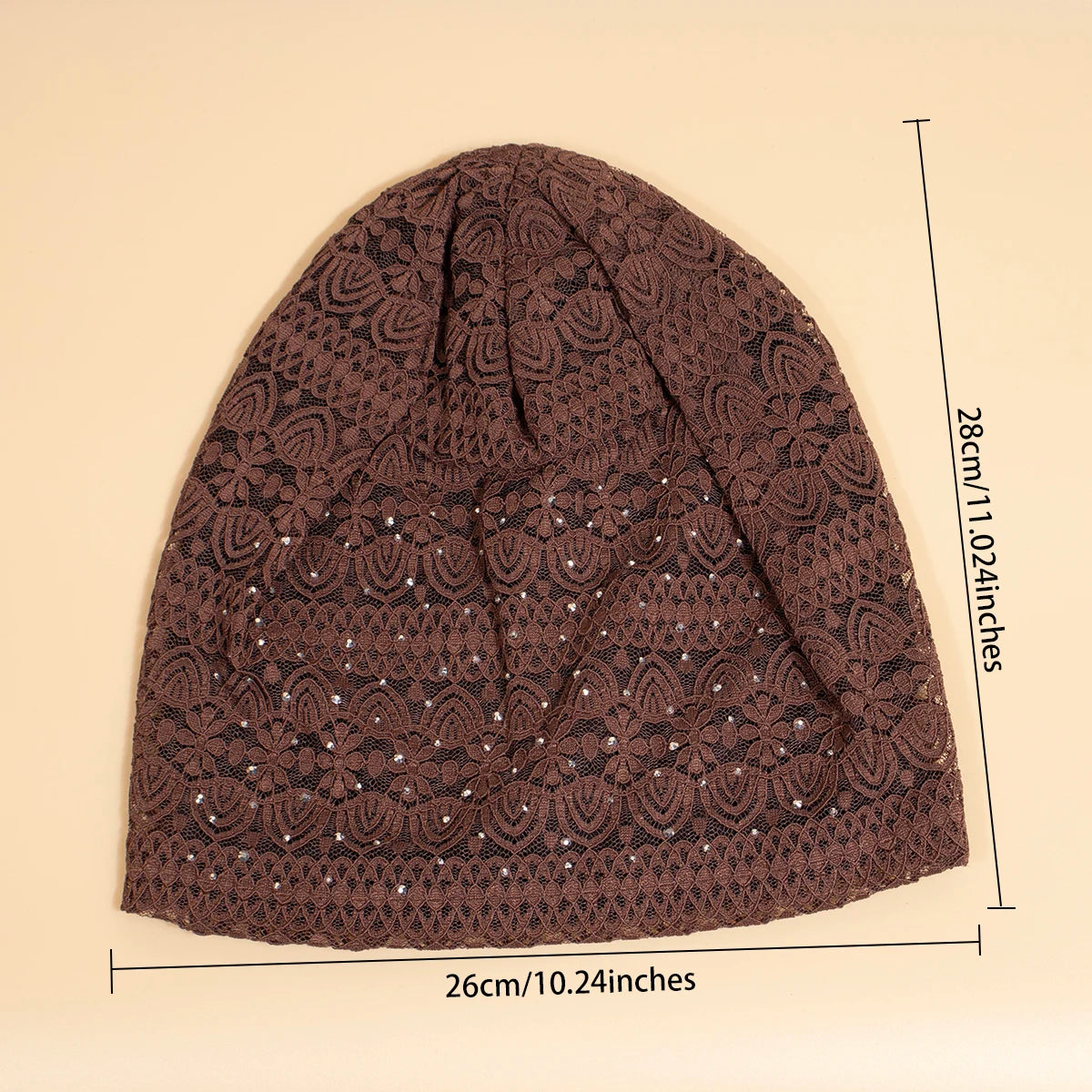 Women Fashion Lace Beanies Cap Rhinestone flower lace breathable spring summer beanie caps