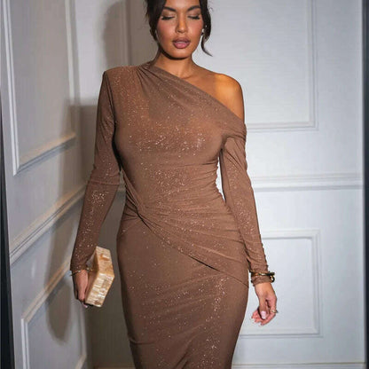 Mozision Sparkle Long Sleeve Sexy Maxi Dress for Women