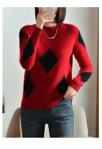 100% Wool O-Neck Sweater: Women’s Autumn/Winter Pullover - D&M Boutique