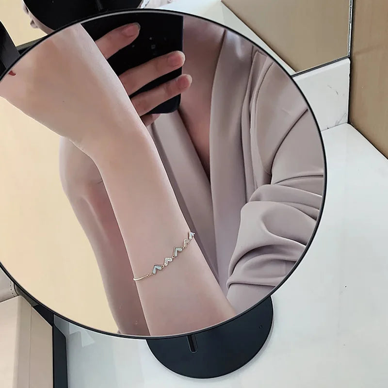Korean Luxury Zircon Flower Adjustable Bracelet for Women Elegant Love Heart Butterfly Round Shiny Wedding Bracelet Jewelry Gift - D&M Boutique