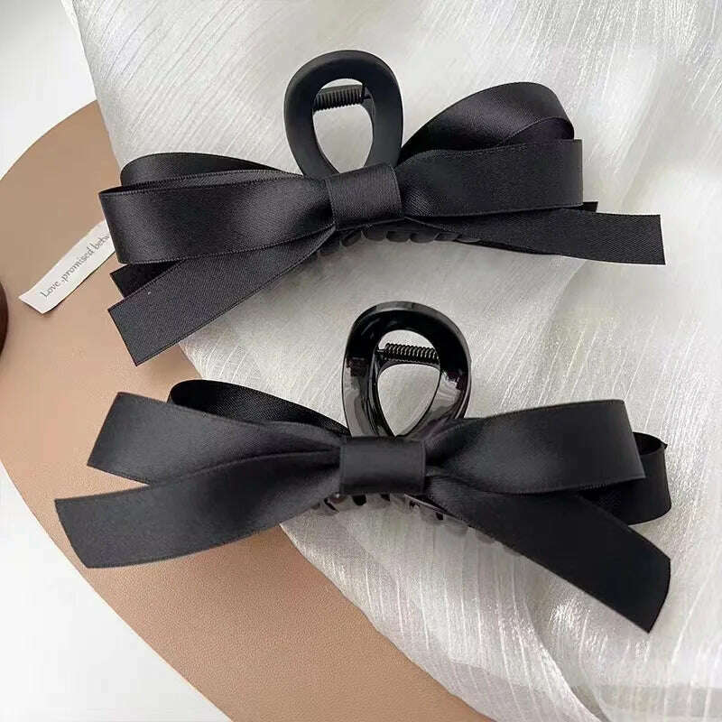 Velvet Black Bow Hair Clips for Women.