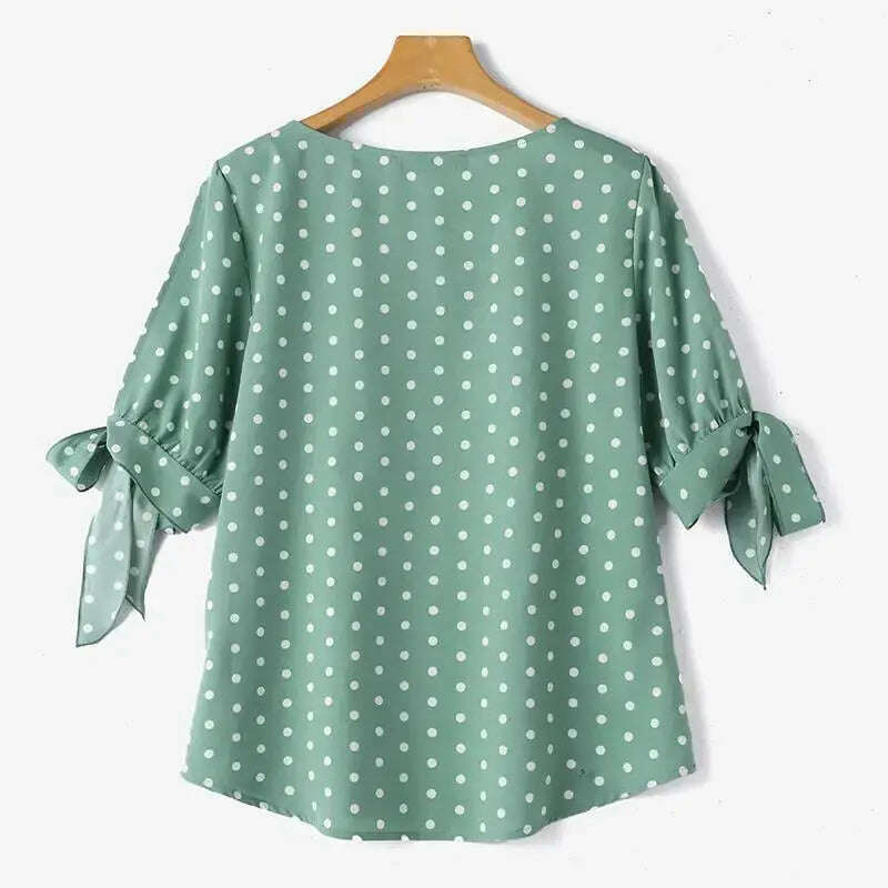 ZANZEA Casual Polka Dots Blouse: Half Sleeve, O-Neck, Oversize Tunic - D&M Boutique 