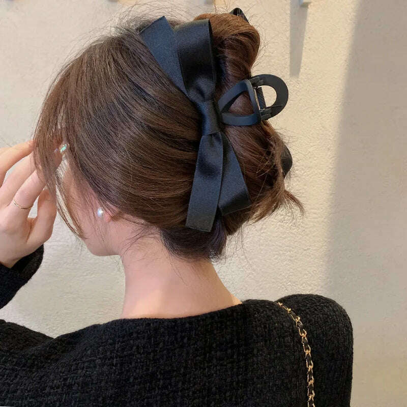 Velvet Black Bow Hair Clips for Women.