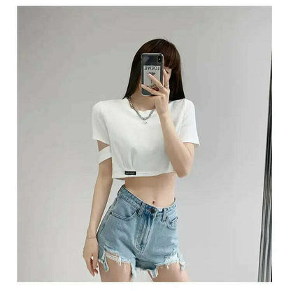 Sweet & Spicy Short Sleeve T-Shirt: Loose, Hollow Out Top - D&M Boutique 