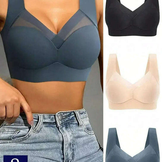 2 PCS Seamless Bra Set: Large Size, No Steel Ring, Comfortable