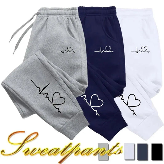 Hot Sales Women’s Sweatpants – Casual, High Quality, Heart Print - D&M Boutique