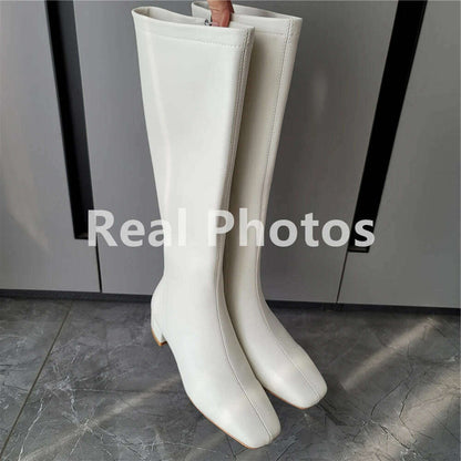 FEDONAS Women's Leather High Heel Boots