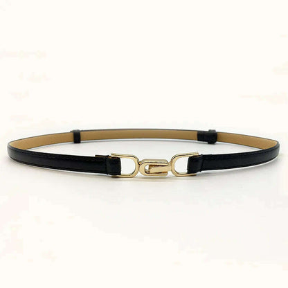New Fashion Leather Thin Belt for Women with Metal Buckle