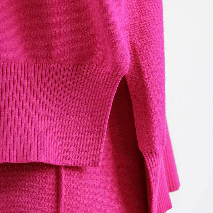 Winter Women's Knit Tracksuit, High Collar Pullover & Pants - D&M Boutique