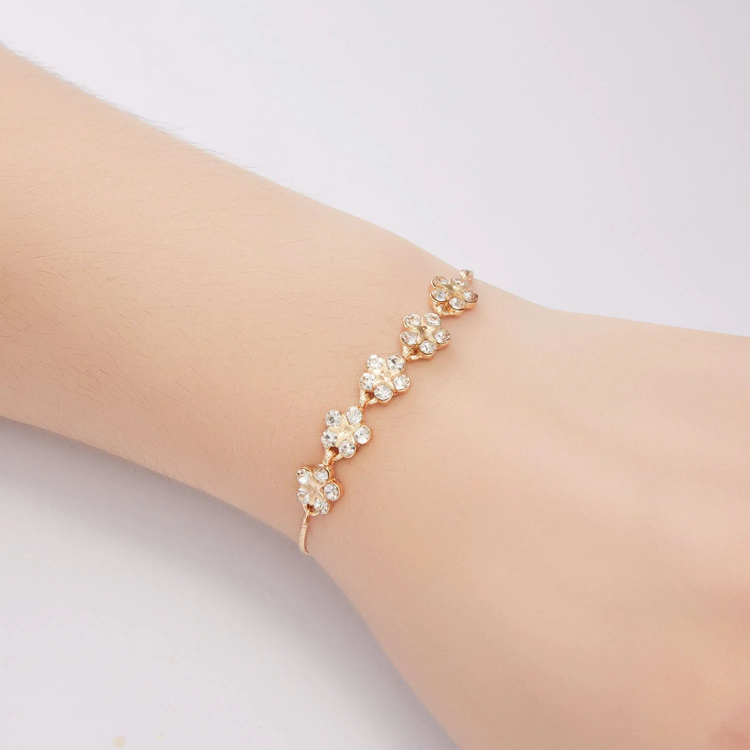 Korean Luxury Zircon Flower Adjustable Bracelet for Women Elegant Love Heart Butterfly Round Shiny Wedding Bracelet Jewelry Gift - D&M Boutique